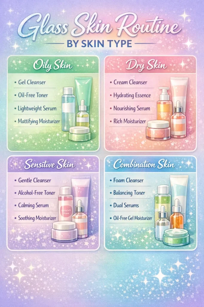 Glass Skin Routine by Skin Type